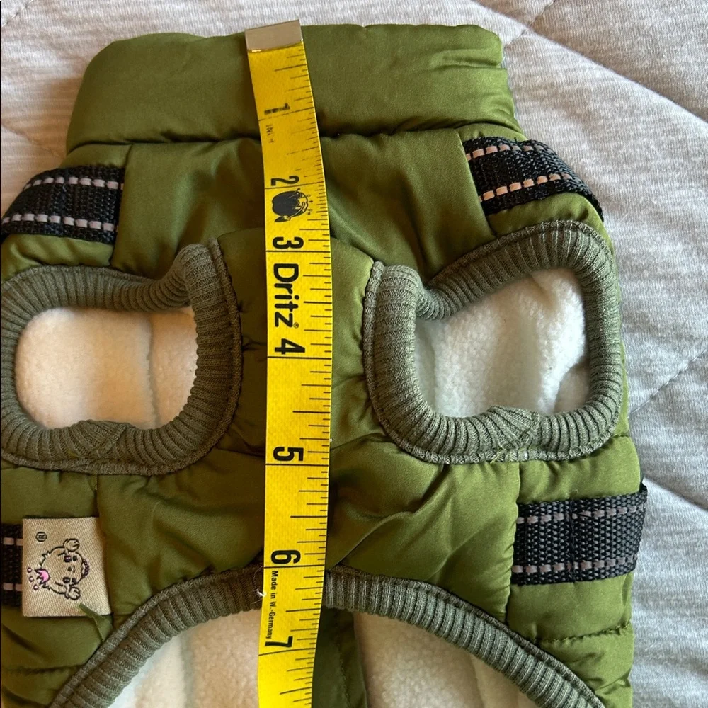 Small dog Green Vest with adjustable harness attached